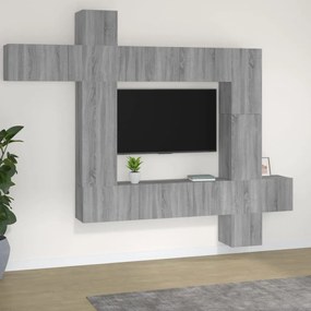 Set Di Mobili Porta Tv 9 Pz Grigio Sonoma İn Legno Multistrato /