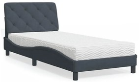 Letto Con Materasso Grigio Scuro 80x200 Cm İn Velluto /