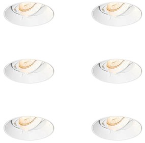 Set di 6 faretti da incasso moderni bianchi GU10 rotondi senza cornice - Oneon