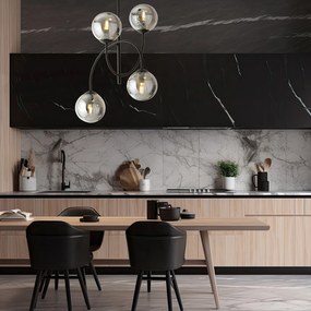 Plafoniera Moderna Utu 4 Luci In Acciaio Nero E Vetro Fumè