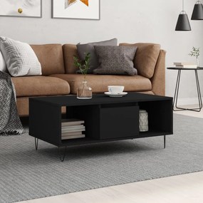 Tavolino Da Salotto Nero 90x50x36,5 Cm İn Legno Multistrato /