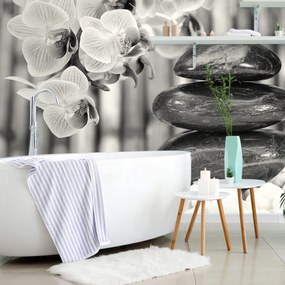Carta da parati – Giardino Zen giapponese in bianco e nero