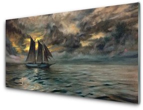 Quadro di vetro Paesaggio di barche da mare 100x50 cm