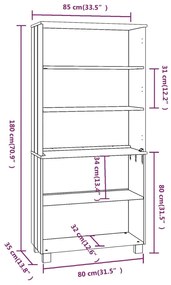 Credenza HAMAR in Legno Massello di Pino Grigio Scuro