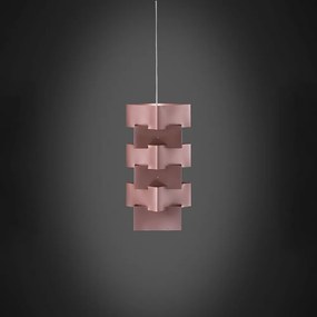 Sospensione Moderna 1 Luce Building In Polilux Rosa Metallico D36 Made In Italy