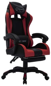 Sedia da gaming con luci a led rgb rosso vino e nera similpelle