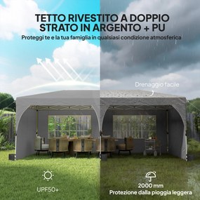 Gazebo Pieghevole 3x6 m con Pareti e Altezza Regolabile Protezione UV 50+ Grigio Chiaro...