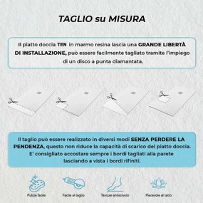 Piatto doccia semicircolare 100x100 bianco riducibile su misura Ten