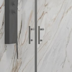 Kamalu - Box doccia nicchia 135-140cm a due battenti finitura cromo |KS2800 Saloon