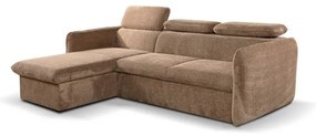 Divano angolare letto BEJA beige con contenitore, lato sinistro