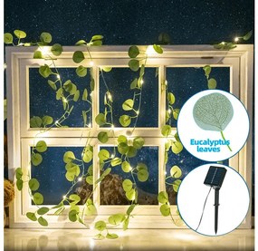 Aigostar - Catena LED solare 100xLED/12m IP65 bianco caldo eucalipto