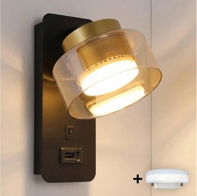 Brilagi - LED Applique con porta USB AURA LUX 1xGX53/30W/230V nero/oro
