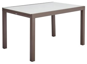 Tavolo da giardino allungabile Lyra II NATERIAL in alluminio marrone con piano in vetro  per 8 persone 130/220x90cm