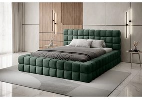 Letto matrimoniale imbottito verde scuro con contenitore e rete inclusi 160x200 cm Dizzle – ELTAP