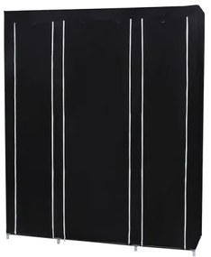 Armadio in tessuto con ripiani e barra appendiabiti MATIS 150x175 cm nero