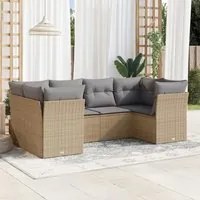 Set Divano da Giardino 6 pz con Cuscini Beige in Polyrattan 3218109