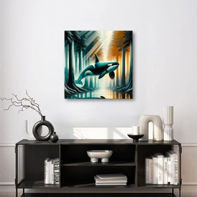 Quadro su tela – Foresta luminosa e orca