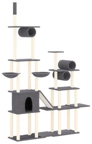 Albero per gatti con tiragraffi in sisal grigio scuro 279 cm