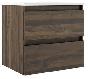 Mobile bagno sospeso con lavabo Trevi L 59.5 x H 55 x P 45 cm Valenti, bianco con top in legno 2 cassetti per vasca centrale