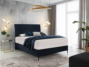 Letto matrimoniale boxspring Baviera - 160 x 200 cm , Tessuto blu scuro