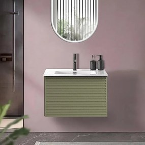 Mobile sottolavabo e lavabo Pixel per vasca centrale verde salvia L 60 x H 40 cm 1 cassetto