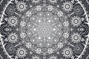 Carta da parati – Mandala decorativa con pizzo in bianco e nero