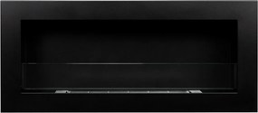 Camino a Bioetanolo da Parete 90x12x40 cm con Vetro in Acciaio Inox Nero...