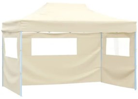 Tenda Pieghevole Pop-Up 4 Pareti Laterali 3x4,5 m Bianco Crema