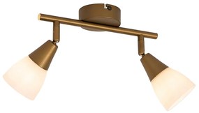 Faretto da soffitto classico oro con vetro satinato 2 luci - Madi