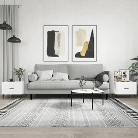 Tavolini Salotto 2pz Bianco Lucido 50x50x40cm Legno Multistrato /