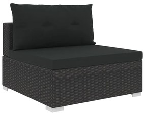 Set Divani da Giardino 10 pz con Cuscini in Polyrattan Nero