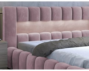 Letto matrimoniale imbottito rosa con contenitore e rete inclusi 180x200 cm Lamica – ELTAP