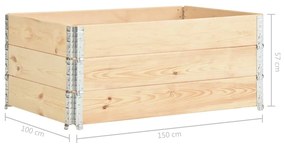 Fioriere Rialzate 3 pz 100x150 cm in Legno Massello di Pino