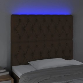 Testiera a led marrone scuro 90x7x118/128cm in tessuto
