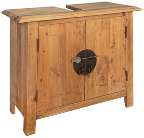 Vanità Da Bagno İn Legno Massello Di Pino 70x32x63 Cm /