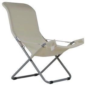 Sedia a sdraio da giardino in acciaio con braccioli pieghevole Comfort FIAM, seduta in poliestere beige