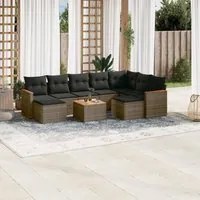 Set Divano da Giardino 10 pz con Cuscini Grigio in Polyrattan 3226550