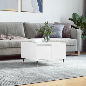 Tavolino Salotto Bianco Lucido 55x55x36,5 Cm Legno Multistrato /