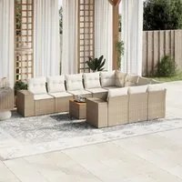 Set Divani da Giardino 11 pz con Cuscini Beige in Polyrattan 3225624