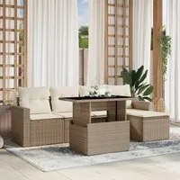 Set Divano da Giardino 6 pz con Cuscini Beige in Polyrattan 3267238