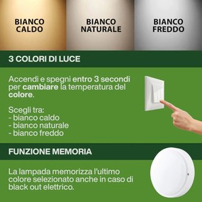 Plafoniera LED da Esterno 15W IP65 Tonda CCT - Bianco Variabile