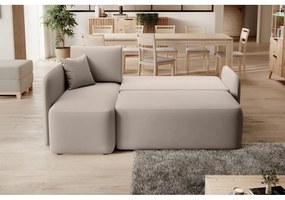 Divano angolare beige allungabile/con contenitore (con penisola a sinistra/con chaise lounge) e rivestimento in velluto Hadson – ELTAP