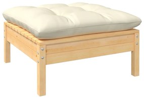 Poggiapiedi Da Giardino Con Cuscino İn Legno Massello Di Pino /
