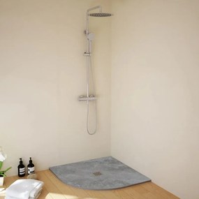 Piatto doccia SANYCCES in resina STRATO bianco L 90 x L 90 x H 2.7 cm opaco effetto pietra