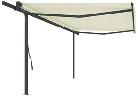 Tenda da Sole Retrattile Manuale con Pali 5x3 m Crema