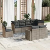 Set Divano da Giardino 8 pz con Cuscini Grigio in Polyrattan 3219230