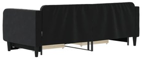 Divano letto estraibile con cassetti nero 90x200 cm in velluto