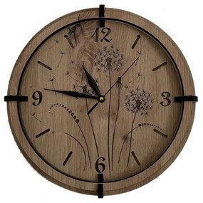 Li-Go 23682/DUB5 - Orologio in legno 1xAA Ø 32 cm rovere/soffione