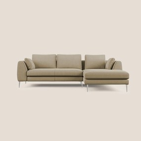 Plano divano moderno angolare con penisola in microfibra smacchiabile T11 beige