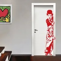 Charlie Chaplin - Adesivo murale wall sticker in vinile 45x185 cm Colore: Rosso